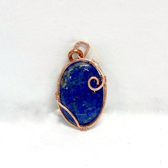 HANDMADE Lapis Lazuli Hand Wrapped Bare Copper, Jewelry Gift Her Woman Girl - Picture 4 of 10